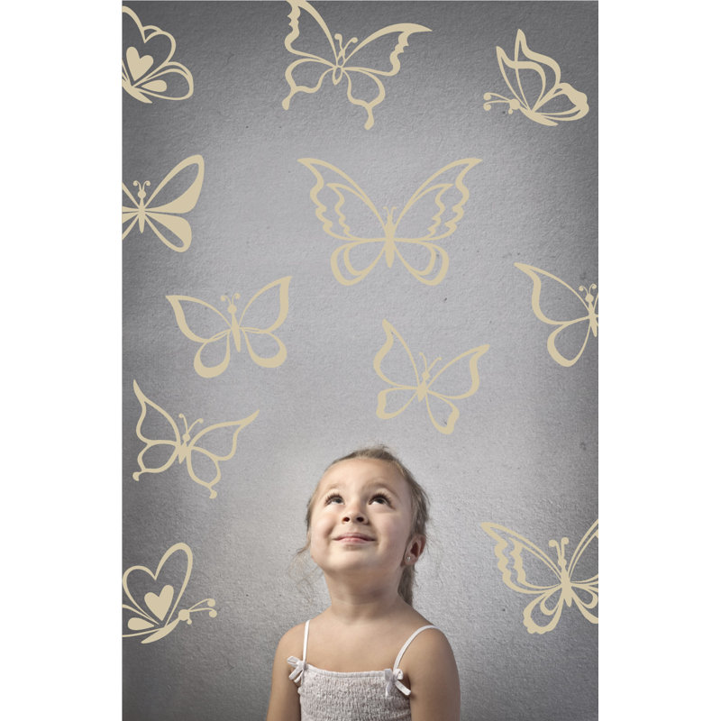 Adhésif décoratif papillon, H 24 po x l 25 po x P 0,01 po, Beige