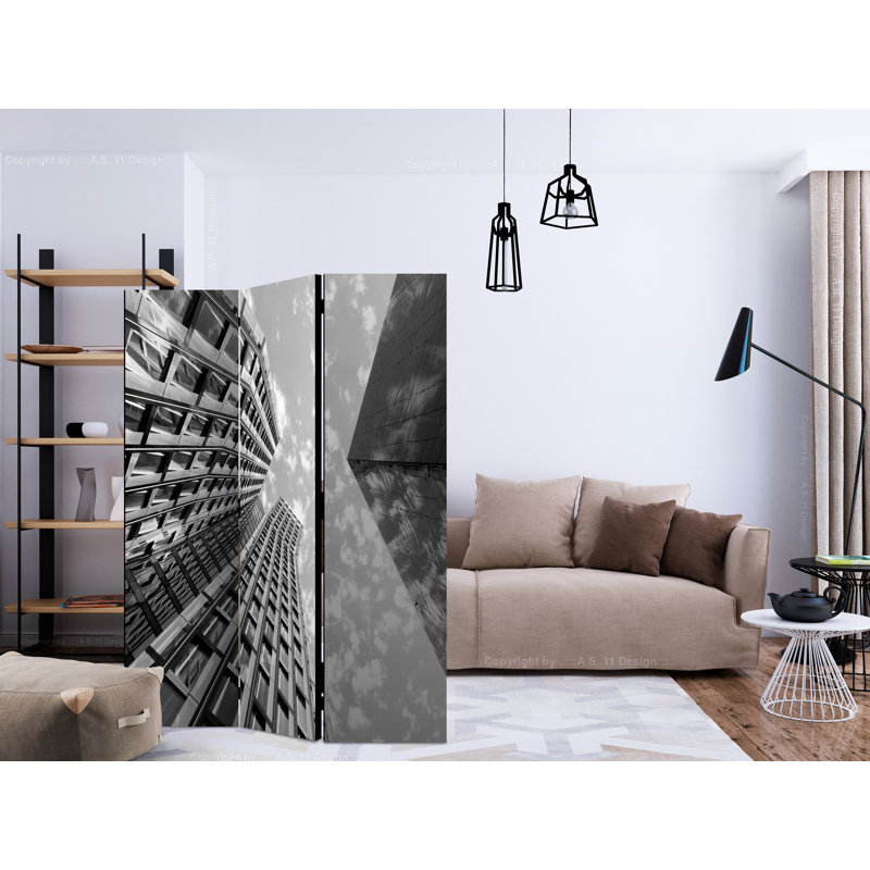 Daron 172cm H Solid Wood Folding Room Divider, 3