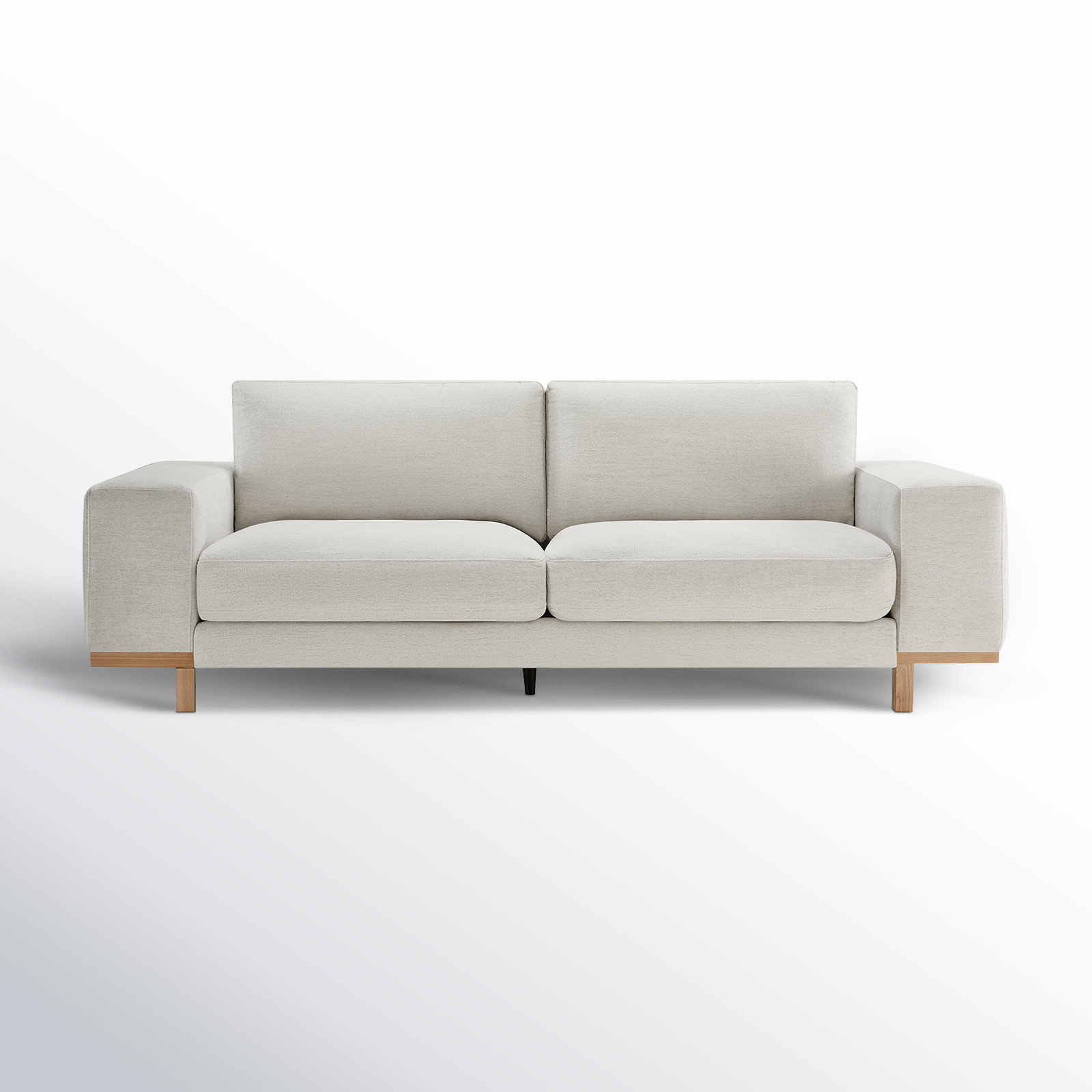 Arnette 97'' Upholstered Sofa, Brent Light Grey Basketweave