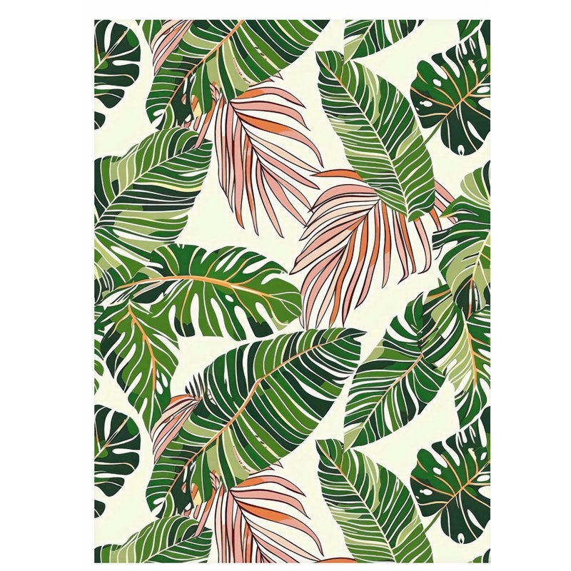 «Botanical Monstera Leaves», motif tropical non encadré, H 36 po x l 24 po