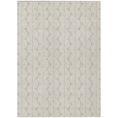 HomeRoots 9' X 12' Beige And Ivory Ogee Washable Indoor Outdoor Area Rug