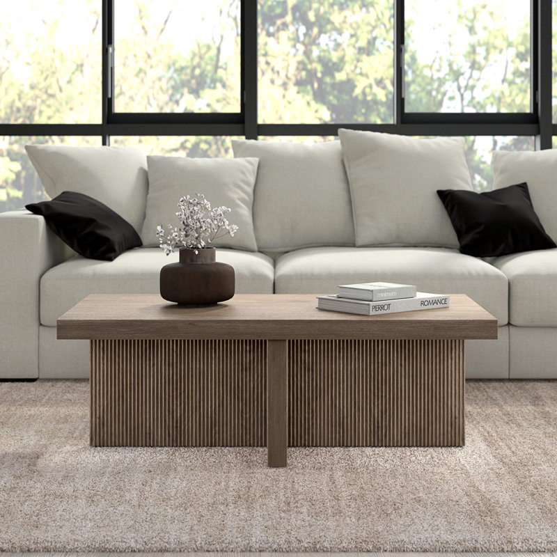 Aday Pedestal Coffee Table, Tan