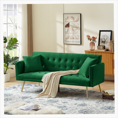 Futon Sofa Bed For Living Room, Convertible 3 Adjustable Couch Loveseat With Metal Leg