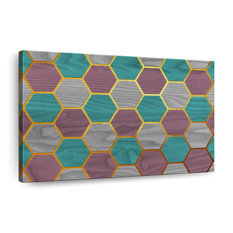 " Hexagon Geometric Pattern " by Jonathan A., 24" H x 36" W x 1.25" D