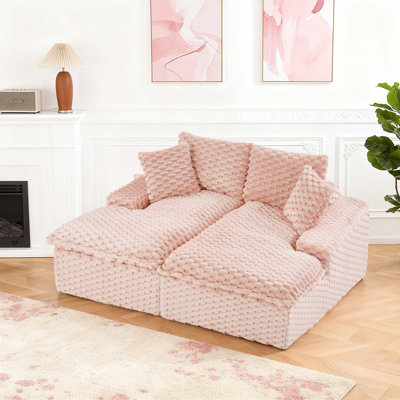 Canapé, fauteuil inclinable double, fauteuil inclinable en velours rose