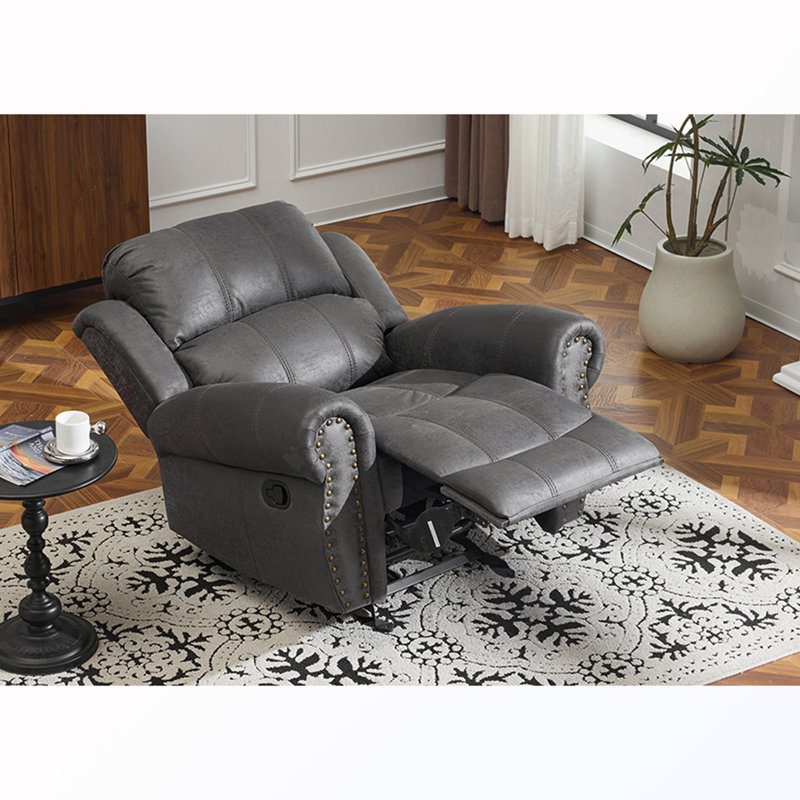 Fauteuil inclinable manuel oscillant rembourré, Microfibre ardoise