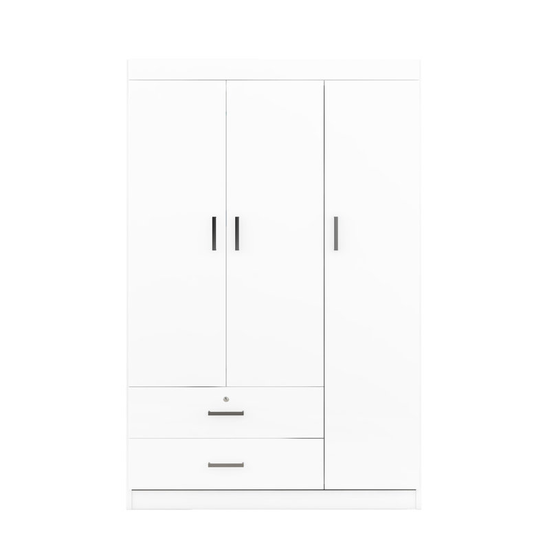 Garde-robe blanche à 3 portes - ajout de solution pour chambre à coucher spacieuse