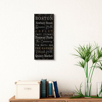 " Boston City Places Black Gold Textured Word Design "