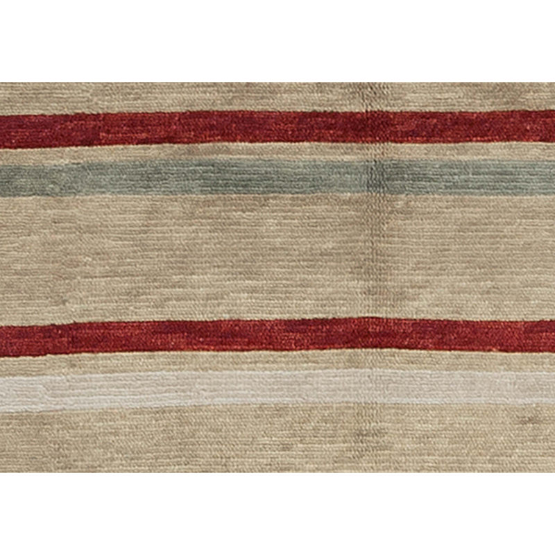 Tapis beige, rouge et gris noué à la main de haute qualité