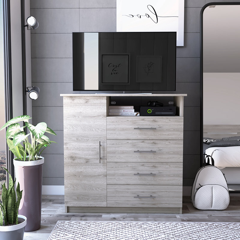 Commode 4 tiroirs, Gris clair