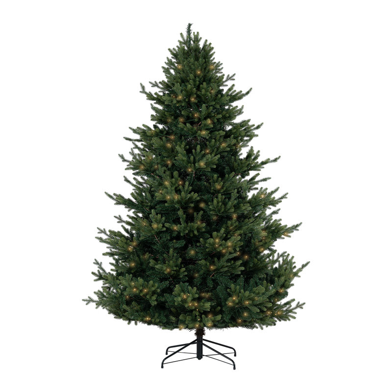 Traditional Christmas Tree with Lights, Prelit with Metal Stand, 6.5 ft