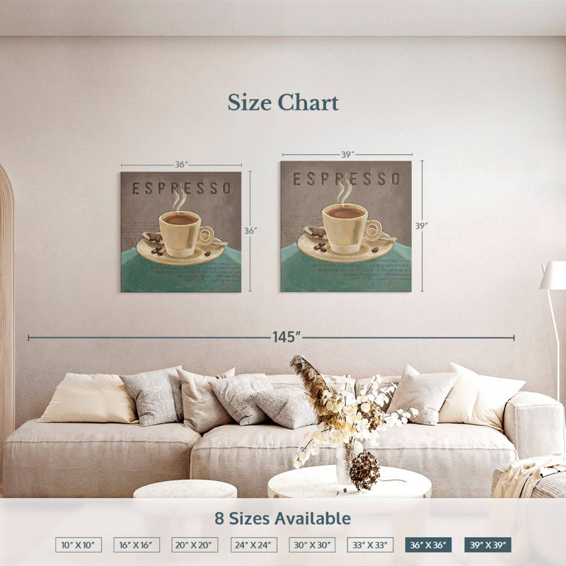 Yarlin Coffee And Co II bleu sarcelle et gris, H 36 po x l 36 po