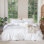 Ensemble de housse de couette légère avec fermeture à glissière 8 attaches 100% coton lavé MooMee