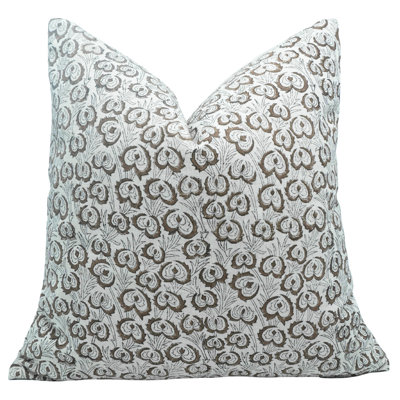 Brown Block Print Linen Throw Pillow cover Boho Accent, Couch Cushions for Sofa, Bed & Living Room Décor