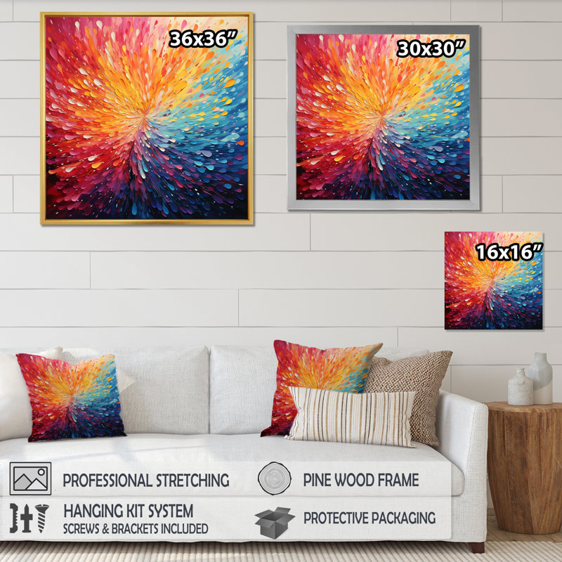Art sur toile, "Hardedge Art Vibrant Velocity - Hard Edge", Cadre simple noir, H 16 po x l 16 po x P 1 po