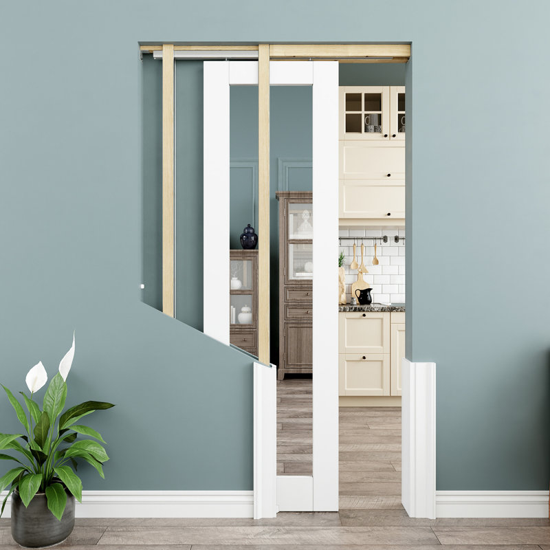 Porte coulissante intérieure avec portes coulissantes blanches avec quincaillerie et fermeture en douceur, 24 po x 80 po, 1