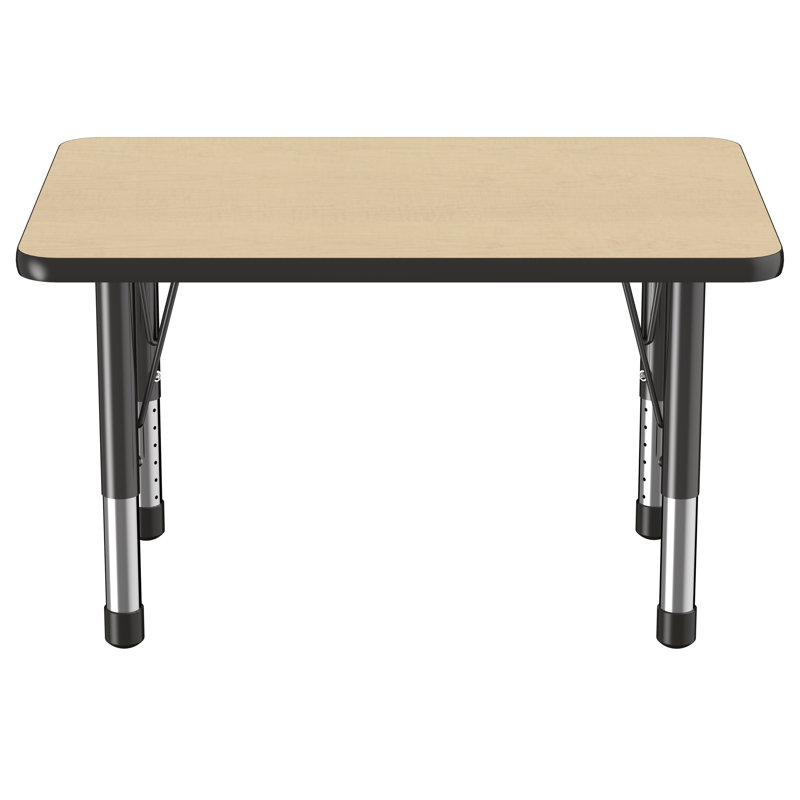 Table d'activité rectangulaire à hauteur réglable en forme de T, Érable / noir, Épais, 36 po x 72 po