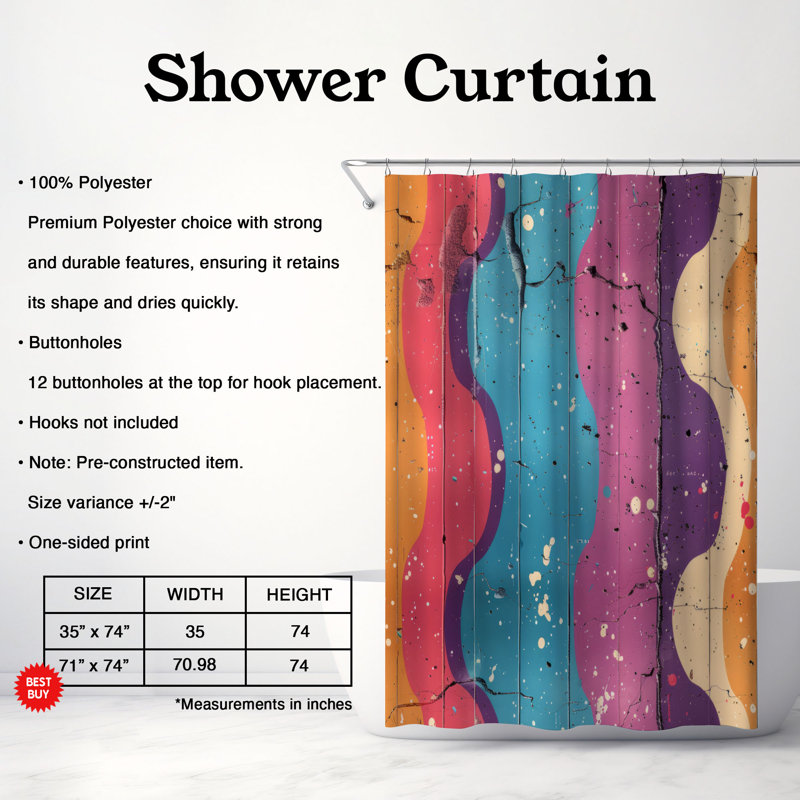 Affiche rétro - Rideau de douche Premium, H 74 po x l 71 po