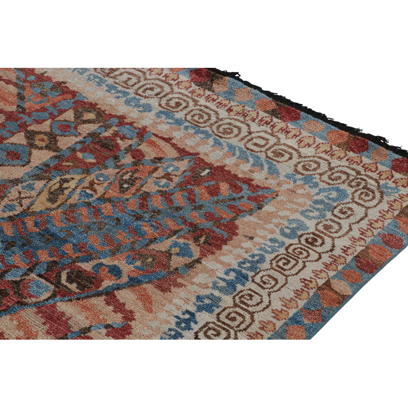 Rug & Kilim’S Tribal Rug In Red, Blue And Beige-Brown Geometric Pattern, Rectangle 10' x 14'