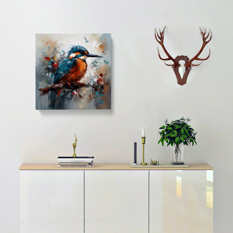 Kingfisher Abstract Expressionism No.3 - Wrapped Canvas