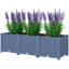Lit de jardin surélevé en plastique, bac à fleurs extérieur 4 x 1 x 1 pi avec trous de drainage pour légumes, herbes, bleu-71108287-71108286