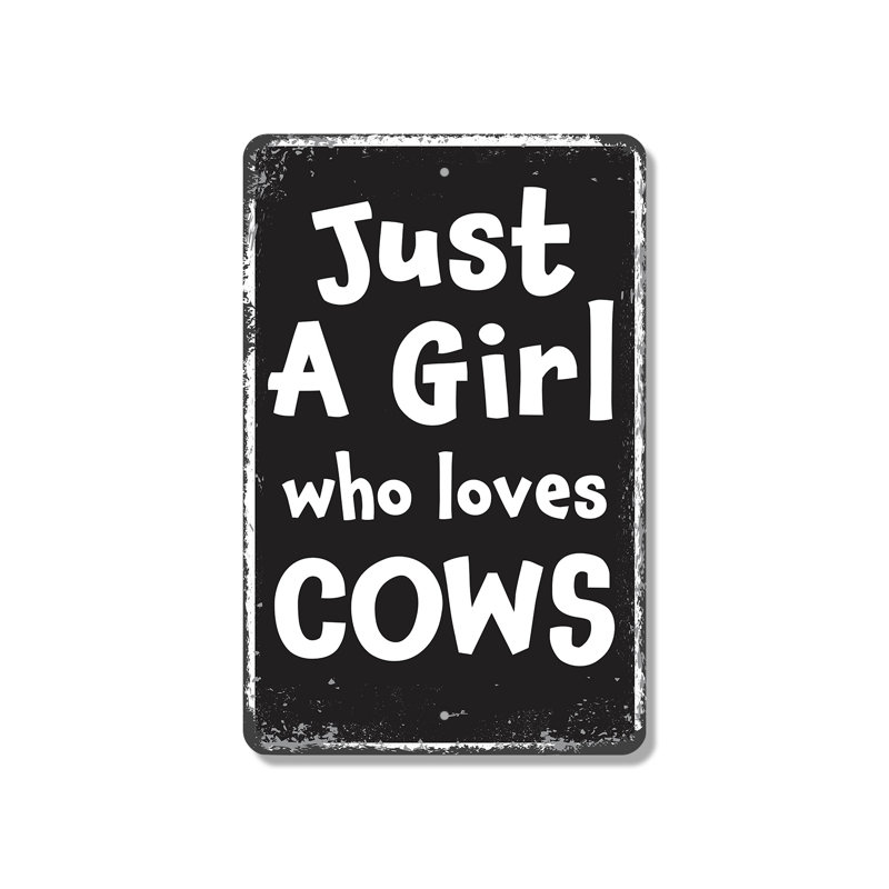 Enseigne en plastique 8 po x 12 po Just A Girl Who Loves Cows (paquet de 2)