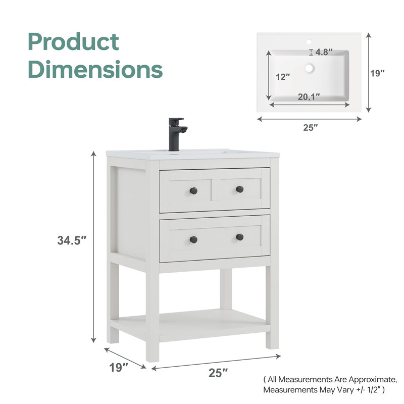 Meuble-lavabo simple Wilce Meltiva, 24", Blanc