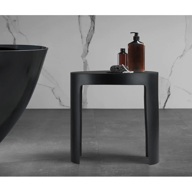 16.88'' W Resin Corner Shower Bench, Black