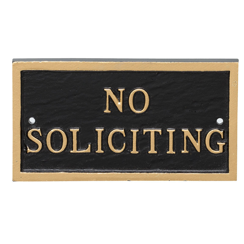 No Soliciting Statement Garden Plaque, Black/Gold