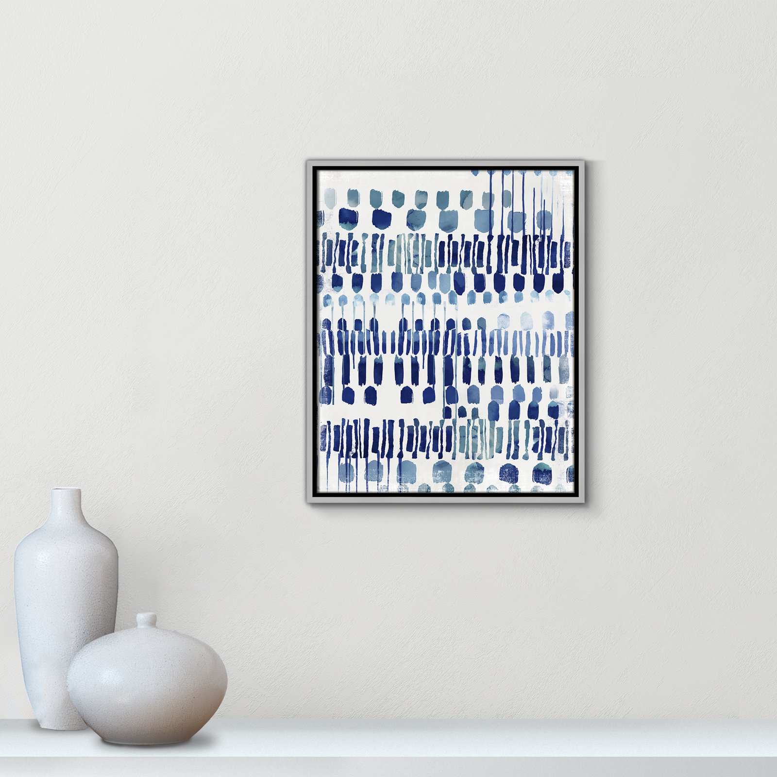 Fynn "Continuously I" Painting by Eva Watts, Silver Framed Canvas, No Matte, 21.5" H x 17.5" W x 2" D