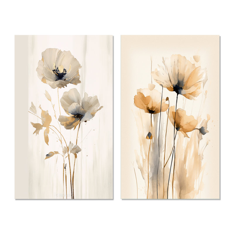 2 pièces sur toile - Coquelicots éclatants, Toile tendue, H 20 po x l 24 po