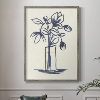 Indigo Bud Vase II Framed Print - Solid Wood