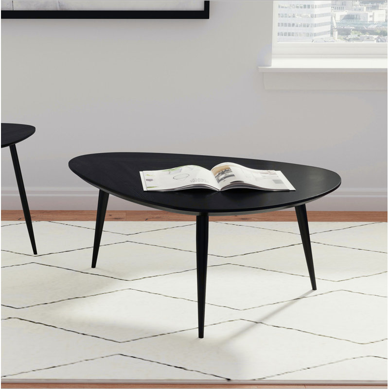 Xander Black Triangular Solid Wood Coffee Table