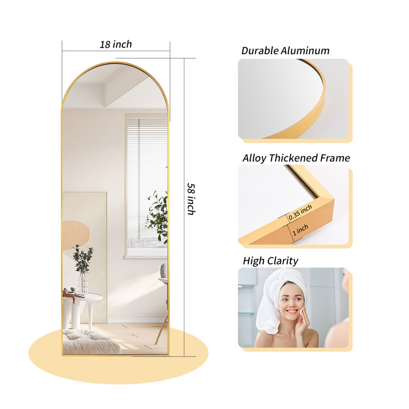 Miroirs muraux surdimensionnés arqués, 58 po x 18 po, Doré