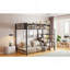 Lit mezzanine simple en métal avec tablette supérieure et échelle de rangement latérale-1200110931