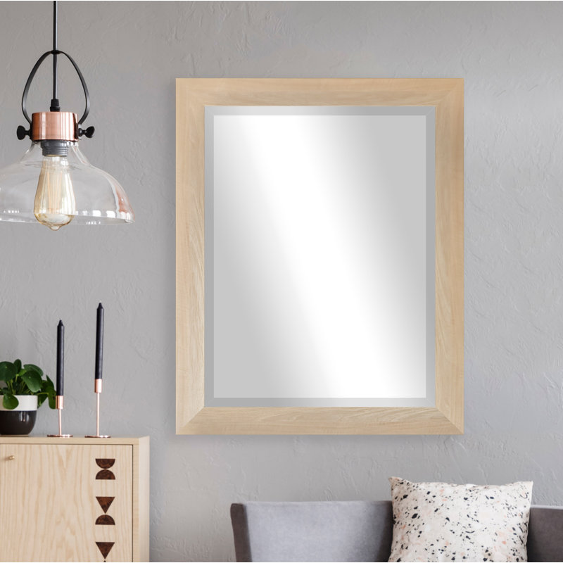 Ungar Wood Flat Wall Mirror, 45.5" H x 39.5" W x 0.75'' D, Blonde Maple