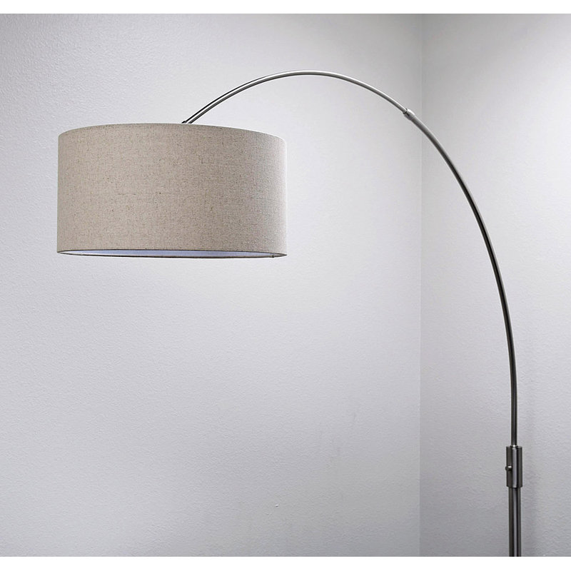 Lampe sur pied arquée 82 po Garris, Brun clair, Nickel brossé