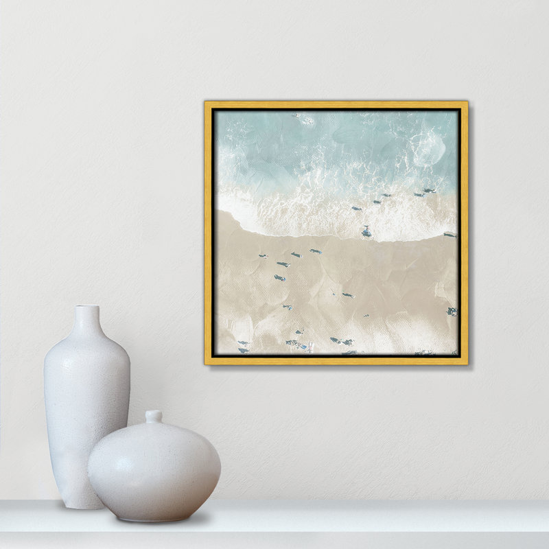 «Lay Out On The Beach I», reproduction carrée par Milli Villa, H 13,5 po x l 13,5 po, Doré