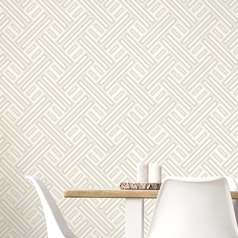 Geometrix 10m x 52.8cm Satin Wallpaper Roll, Cream
