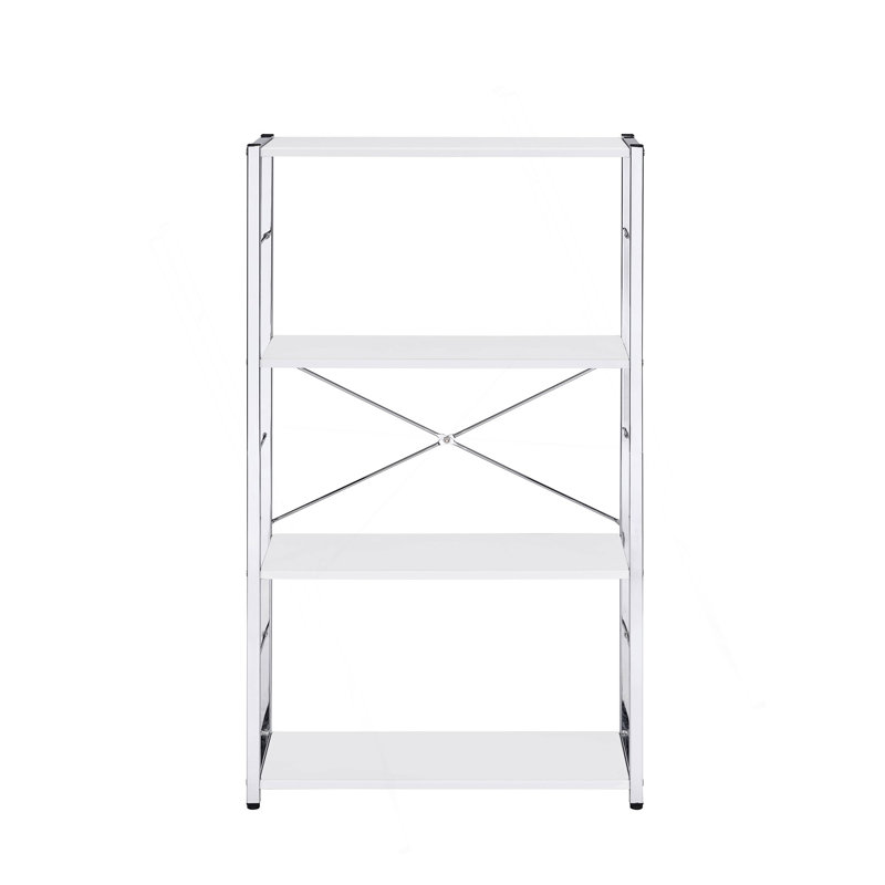 Bibliothèque avec 4 espaces blancs et 4 tablettes différentes pour améliorer votre espace de vie extérieur