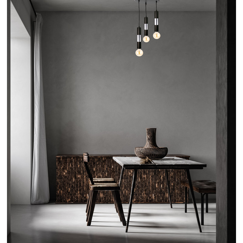 Carron 3 - Light Pendant,  Black/Silver, Yes