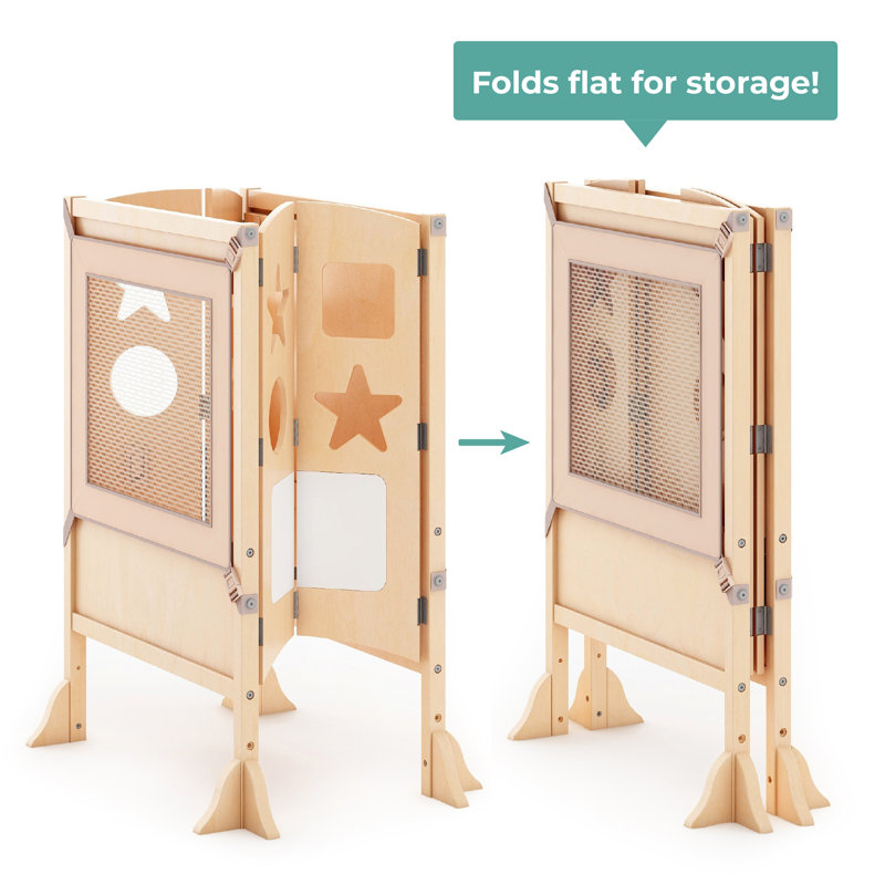 Natural Wooden Double Foldable Kitchen Helper Step Stool
