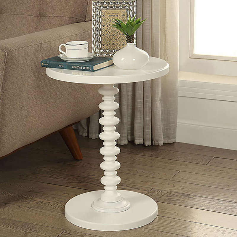 Table de bout ronde en bois, Blanc