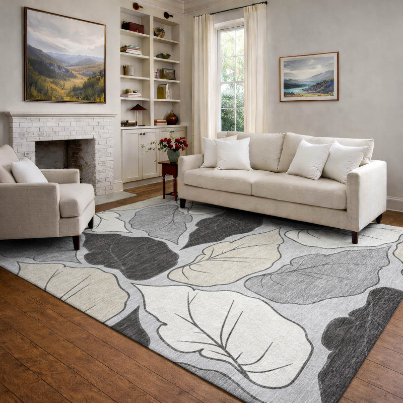 Tapis botanique de qualité supérieure lavable à la machine Mayfield AMF2348, Silver, 8' x 10'