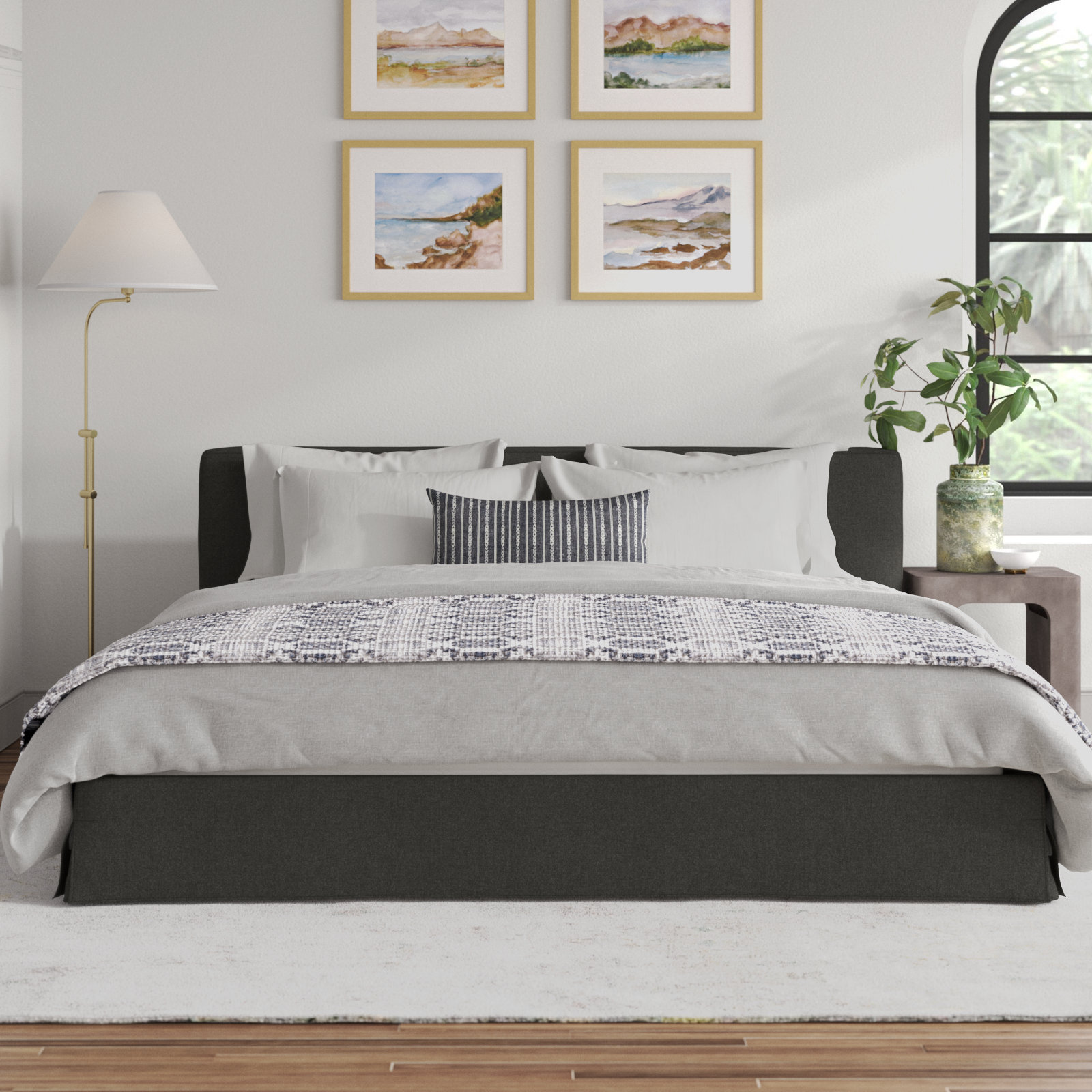 Vittorio Linen Upholstered Bed, King, Brussels Natural