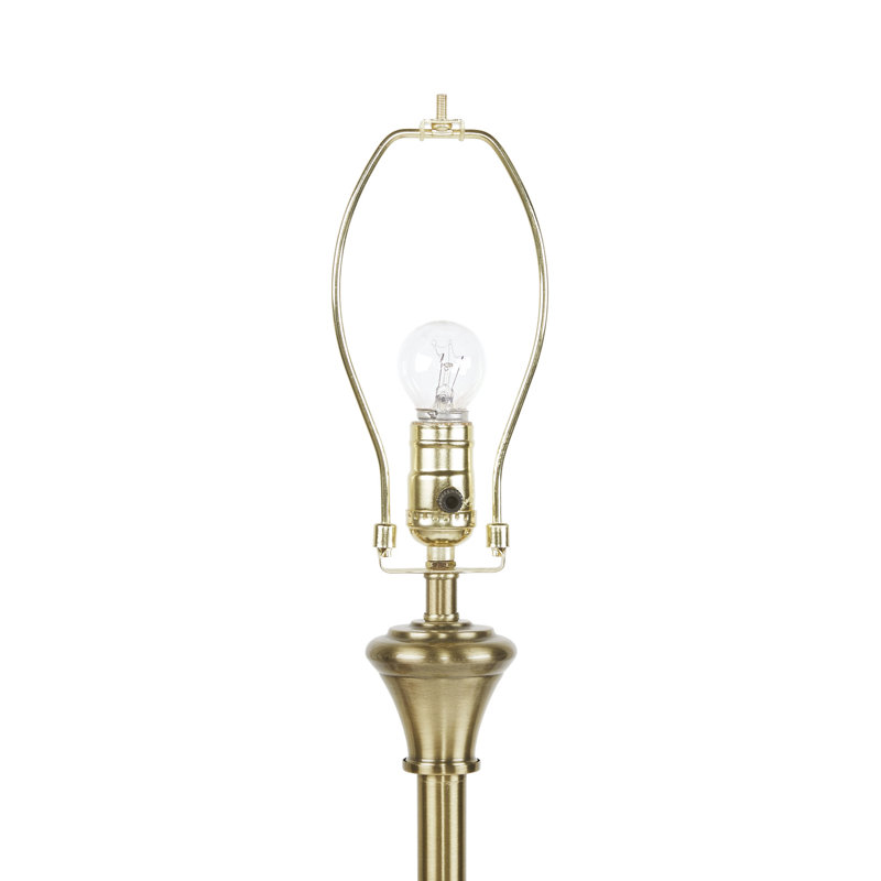 Antique Brass Adjustable Floor Lamp with White Empire Shade