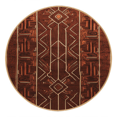 Machine Washable Art Deco Brown Area Rug