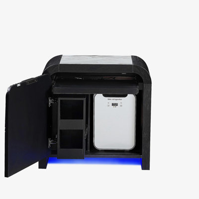 Beverly Black and White Nightstand with cooler and Speaker