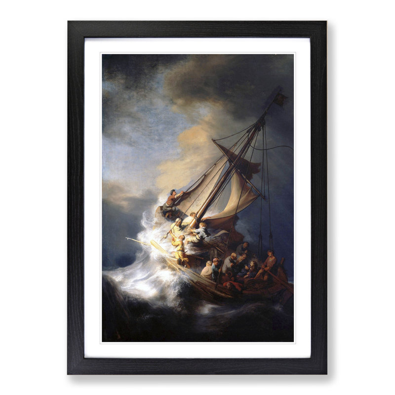 Christ in the Storm of Galilee by Rembrandt Van Rijn - Framed Print, 48cm H x 36cm W x 2cm D, Black Framed