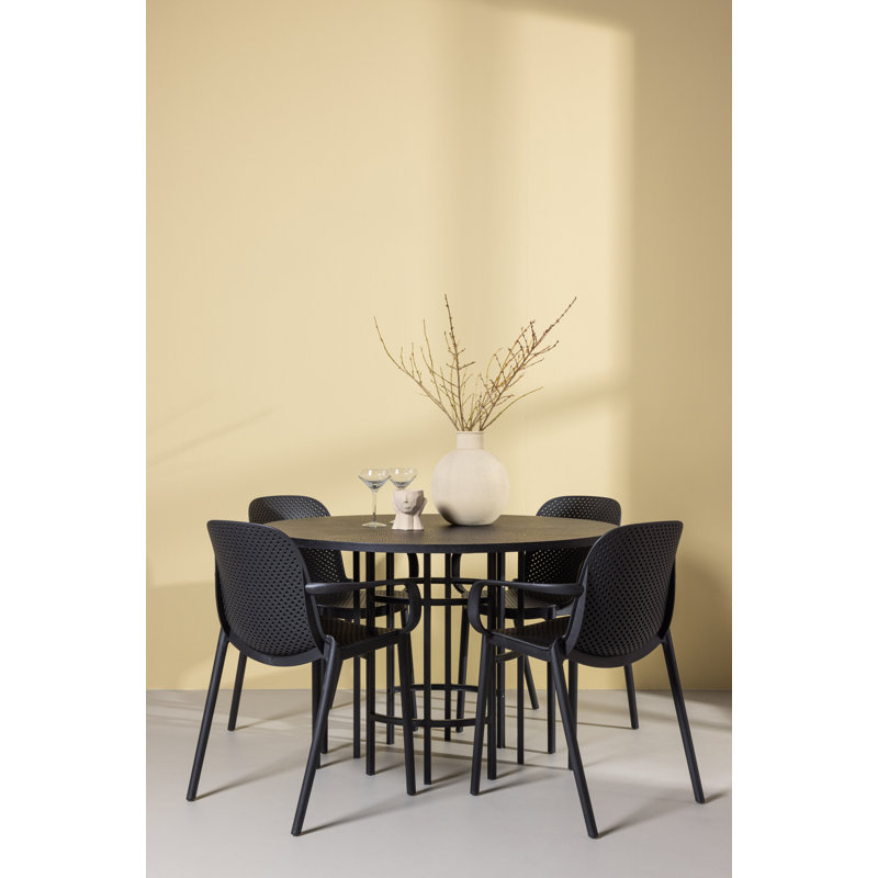 Cantrell 4 -Person Dining Set, Black